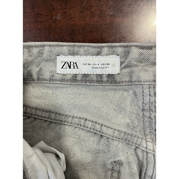 Zara Jeans Womens 4 Gray Straight Wide Leg High Rise Denim - Picture 7 of 9